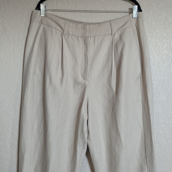 Express Women's Size 14R High Rise Ankle Beige Slim Straight Leg Dress Pants - Picture 2 of 13